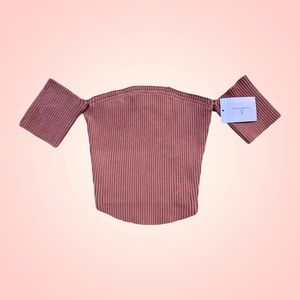 Blush Pink Cropped Off-the-Shoulder Knit Top-NWT